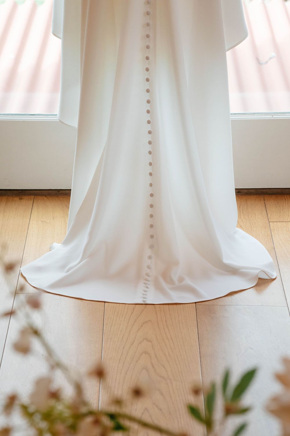 Hyde House Wedding Photographer Cotswolds Zara Davis Photography Gloucestershire Cheltenham end of bridal dress close up