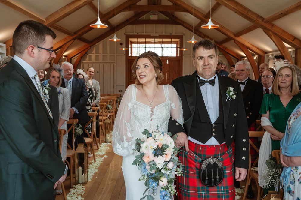 Hyde House Wedding Photographer Cotswolds Zara Davis Photography Gloucestershire Cheltenham bridal entrance with dad