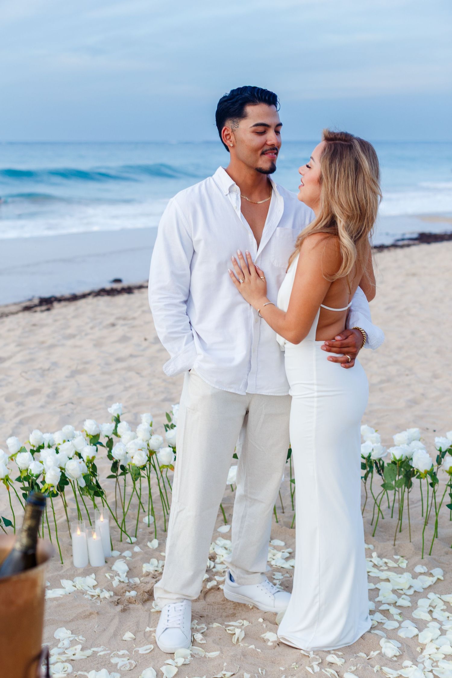 Couples portrait on the beach. Marriage proposal. San Juan, Puerto Rico.