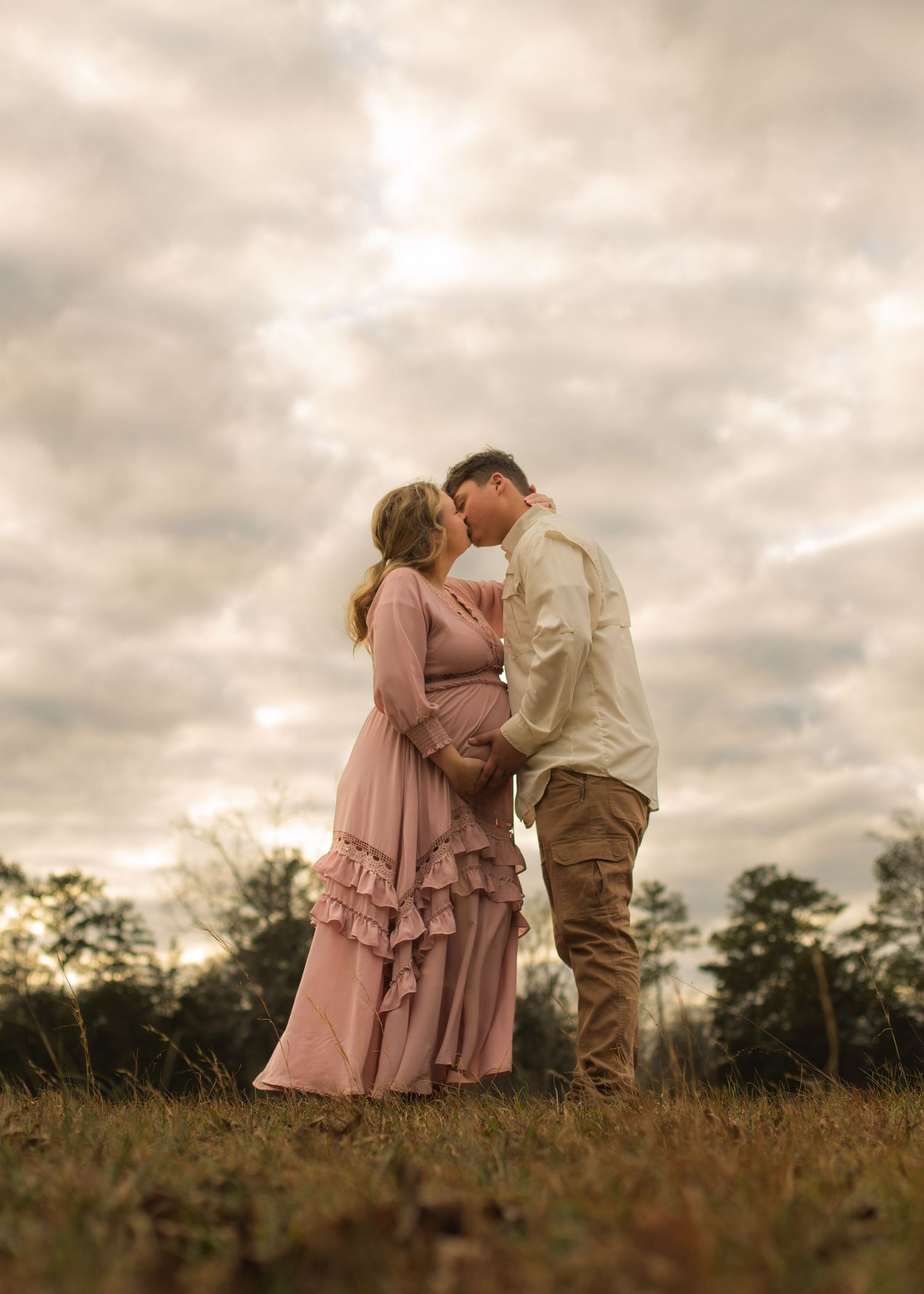 Whimsical dreamy cinematic golden hour couple engagement photos near Chattanooga, TN
