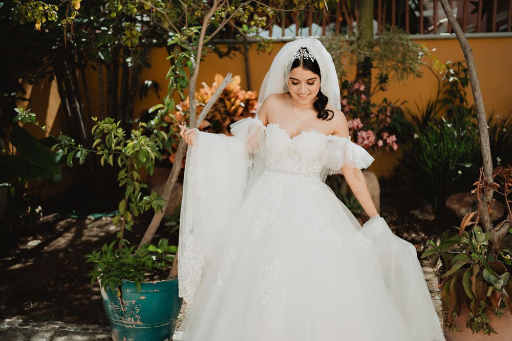 The bride dressed and ready, showcasing elegance