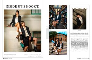 Magazine layout spread showing editorial fashion photography and text.