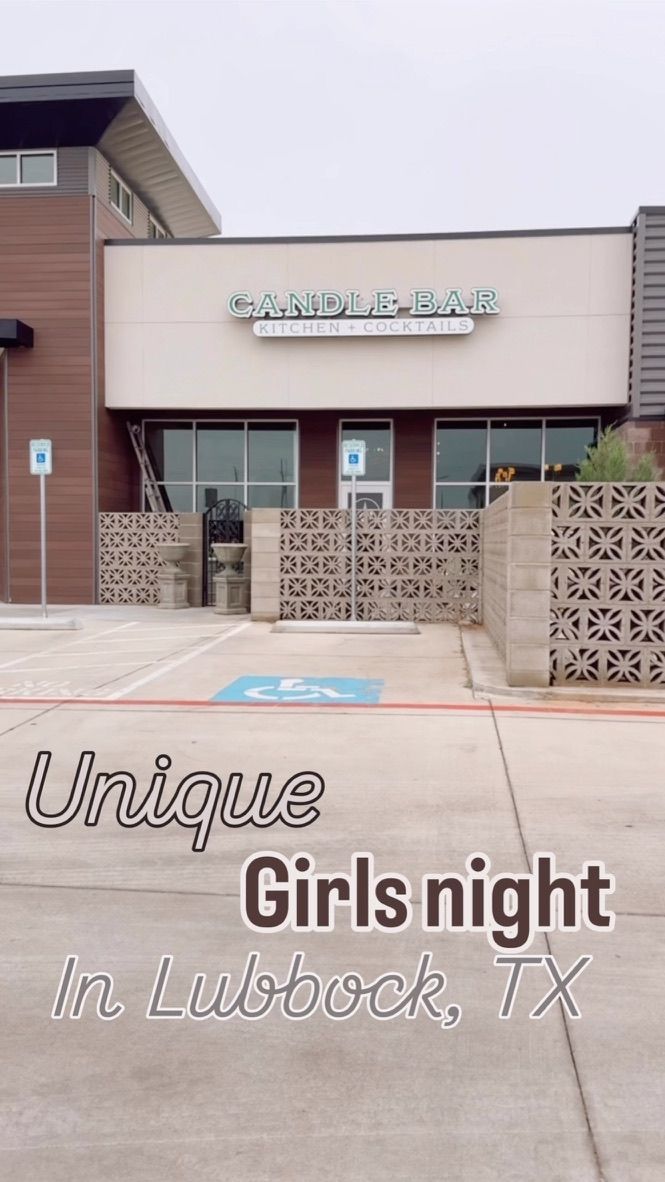 A series of four photos showing a concrete walkway with text overlays about 'Girls night' and 'Unique in Lubbock, TX'.