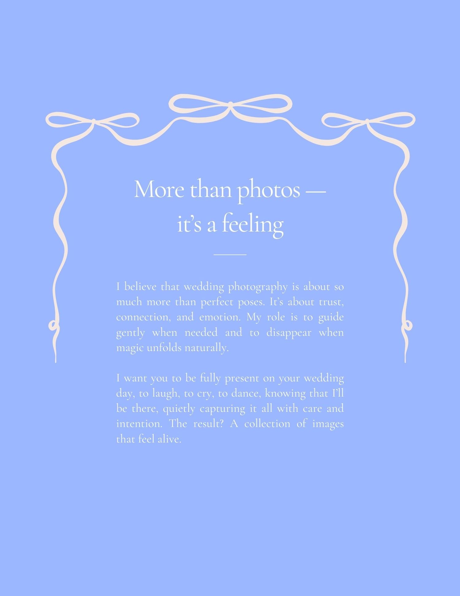 A series of light blue panels with white text displaying a photography-related quote about feelings and emotions.