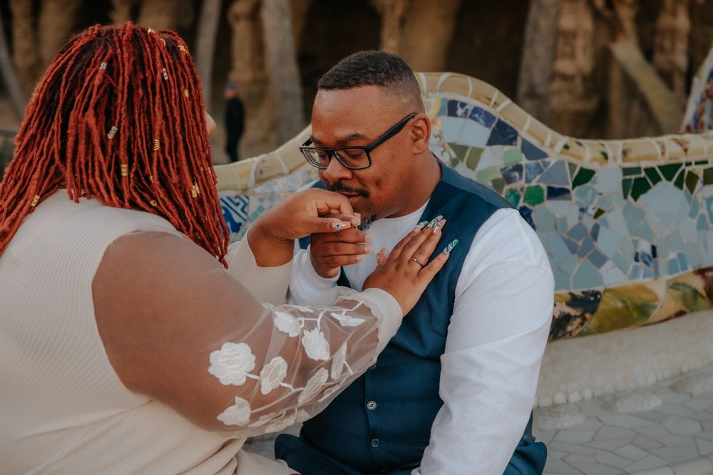 Romantic portrait under Doric columns Barcelona Anniversary photoshoot Barcelona BarcelonaLoversPH