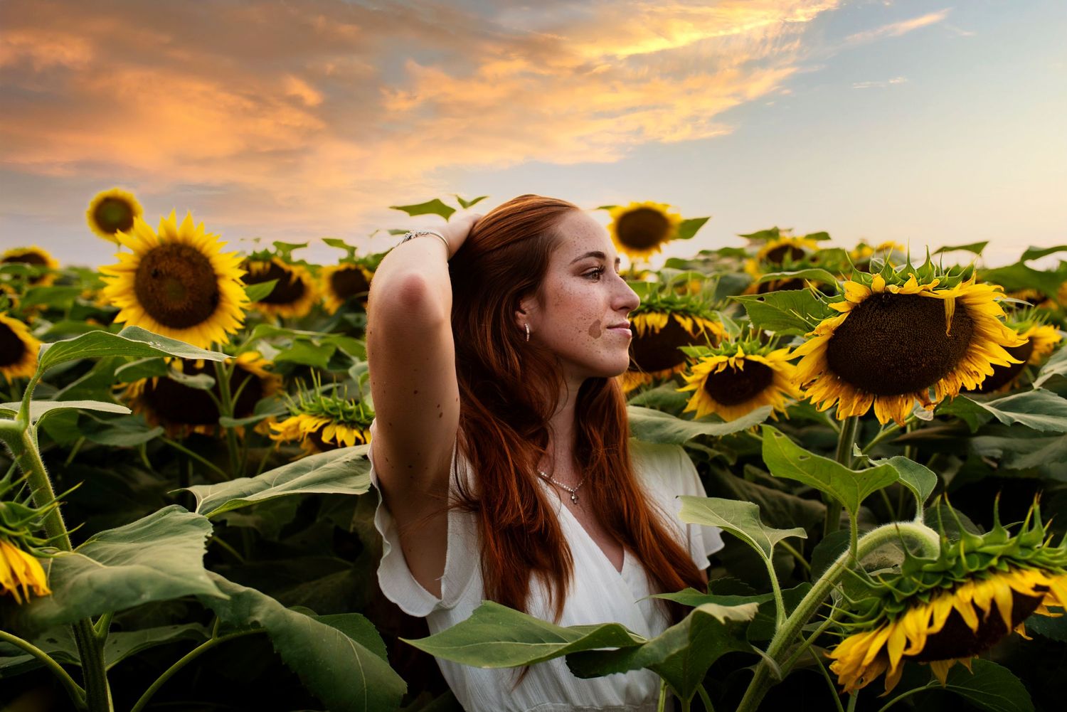 Girl in a sunflower field