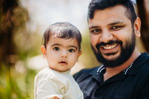 Sweet outdoor family portrait in natural lighting.