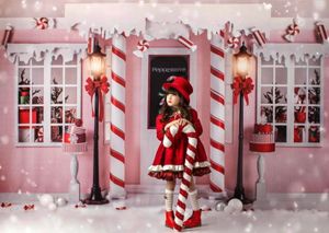 christmas peppermint store front photography backdrop background