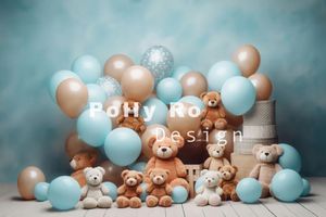 blue and gold balloons photography backdrop background