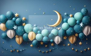 stars moon balloons blue photography backdrop background