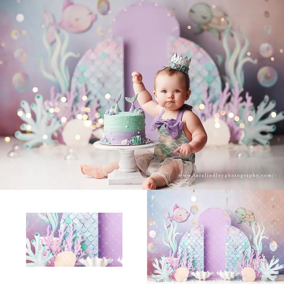 under the sea mermaid pastel arches photography backdrop background