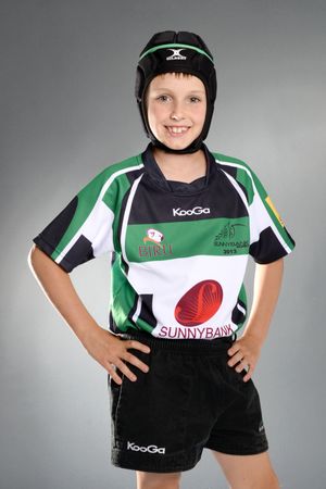 Young Rugby Union player studio shot
