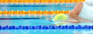 Swimmer and lane ropes