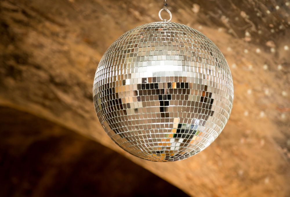Disco ball at party.