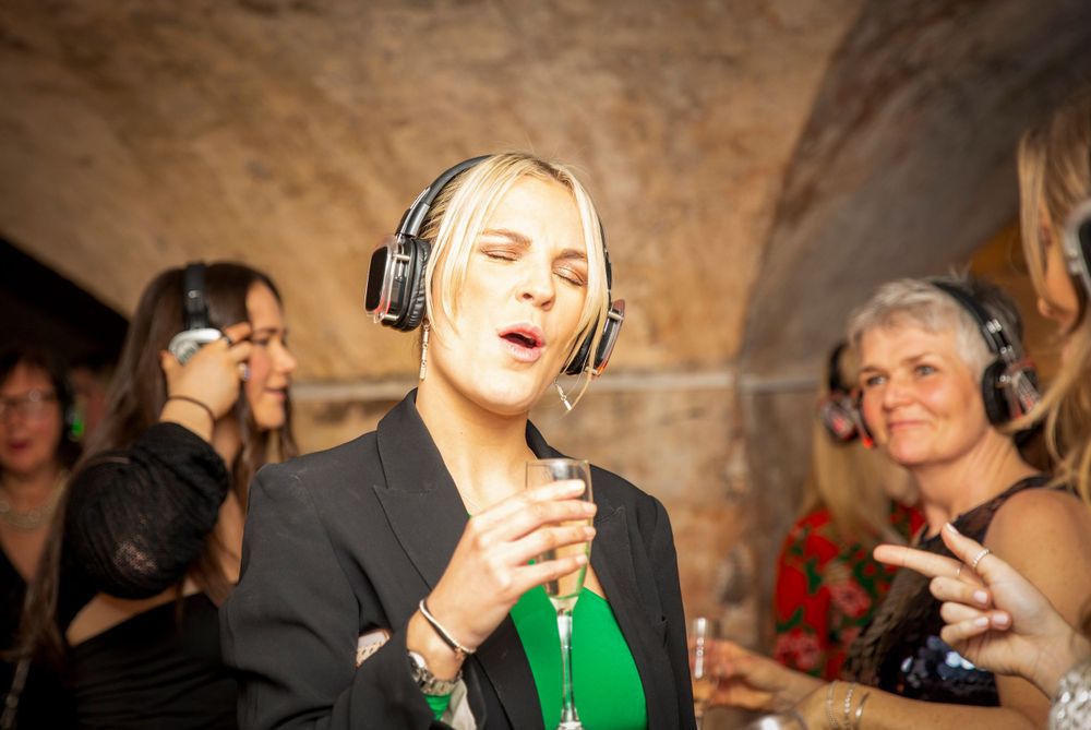 Silent disco. Party guest.