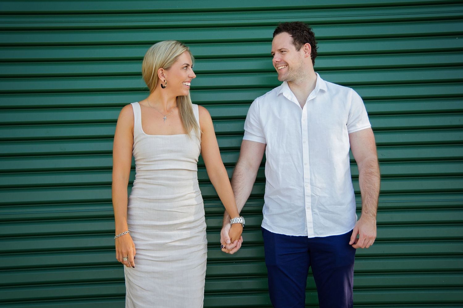 couple looking at eachother smiling