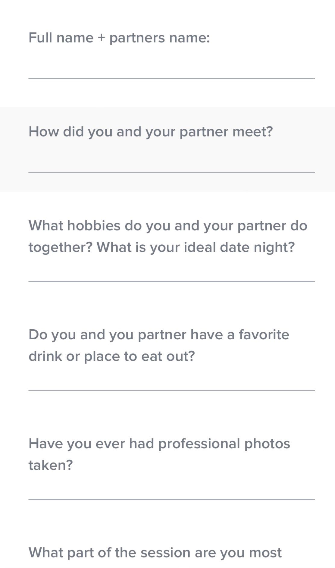 Questionnaire to get to know your ideal client.