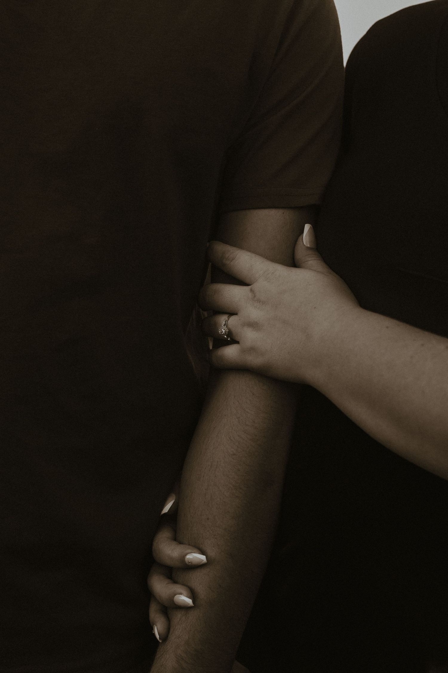 Engagement ring in black and white