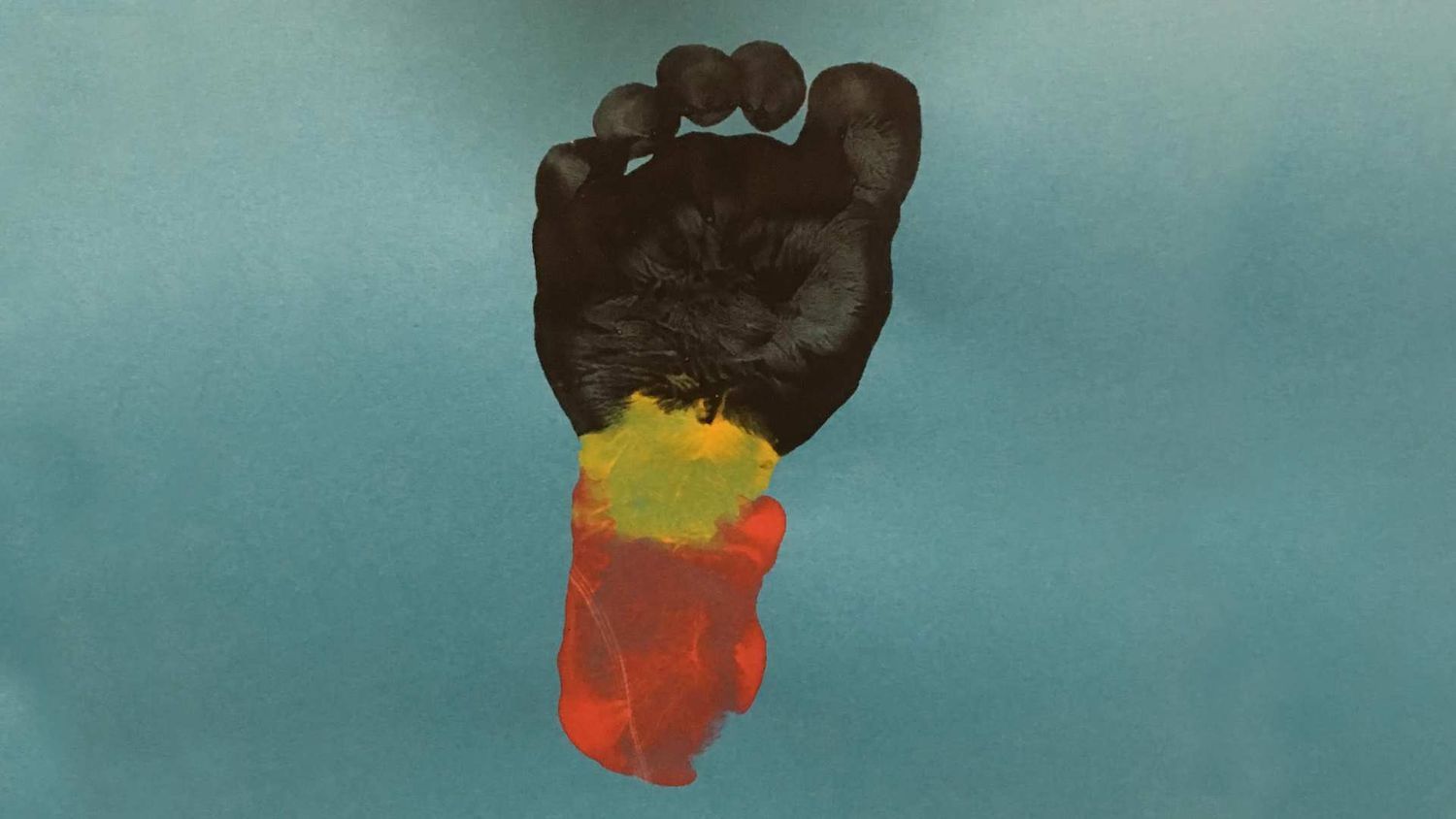 Artistic illustration of a black fist holding an orange torch against turquoise background.