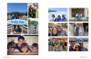 Photo collage of family vacation memories at Paradise Cove featuring beach and group shots.