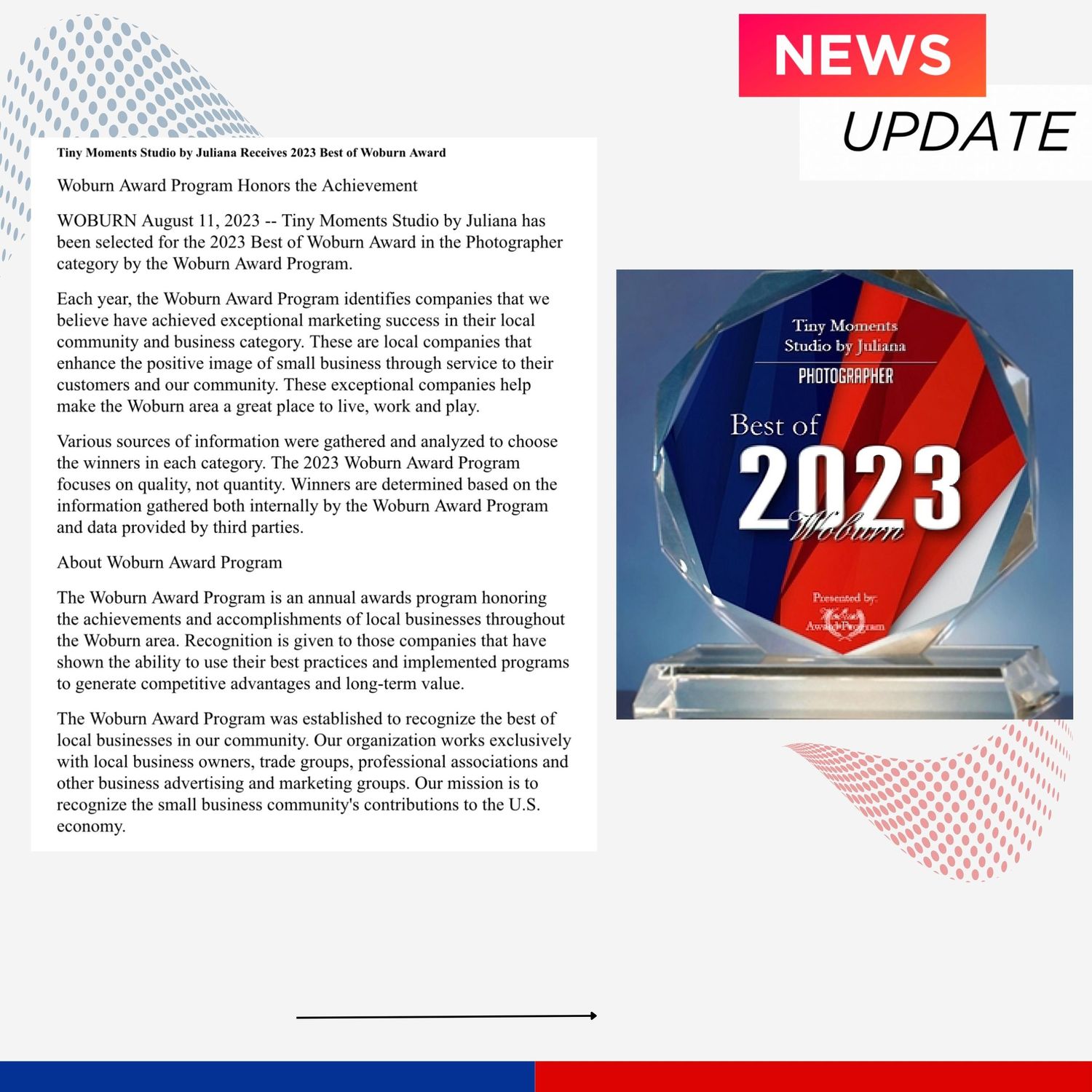 News update graphic featuring a blue and red circular design with '2023' prominently displayed against a white background.