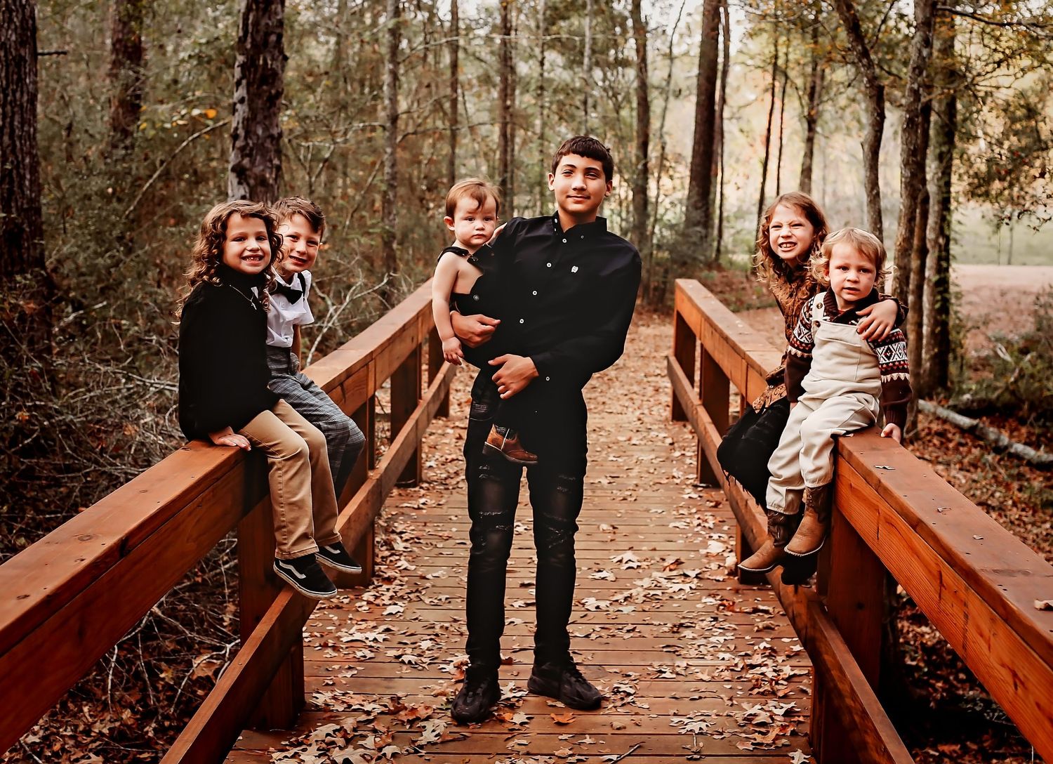 6 kiddos dressed nicely at Camp Mohawk in Alvin Tx