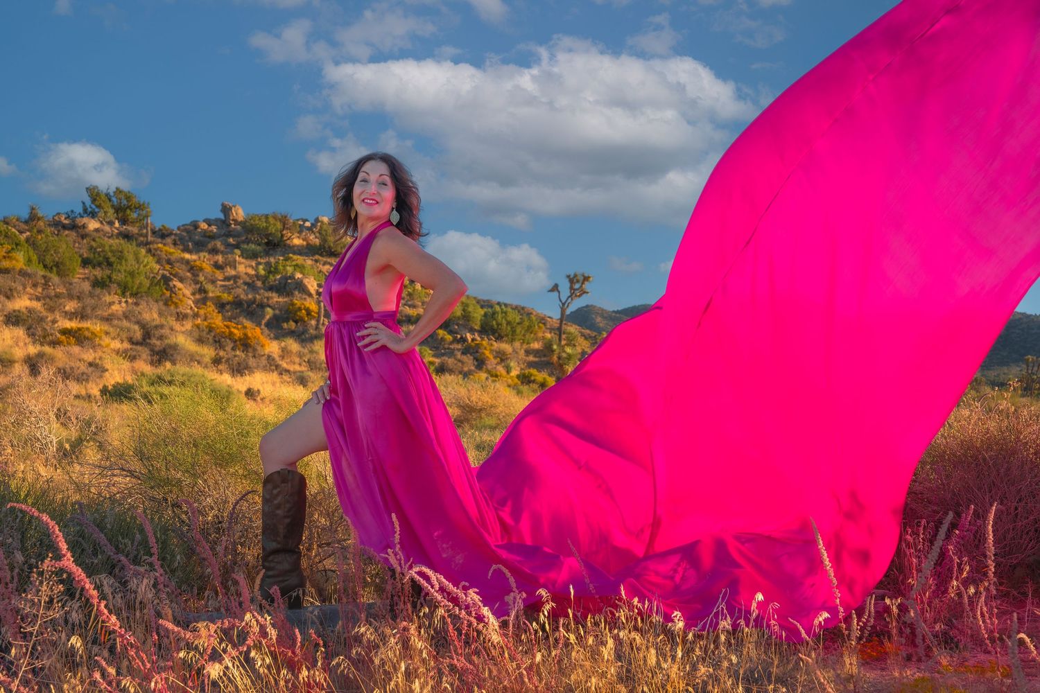 woman in a flying dress in joshua tree national park, iPhone, smartphone, samsung galaxy