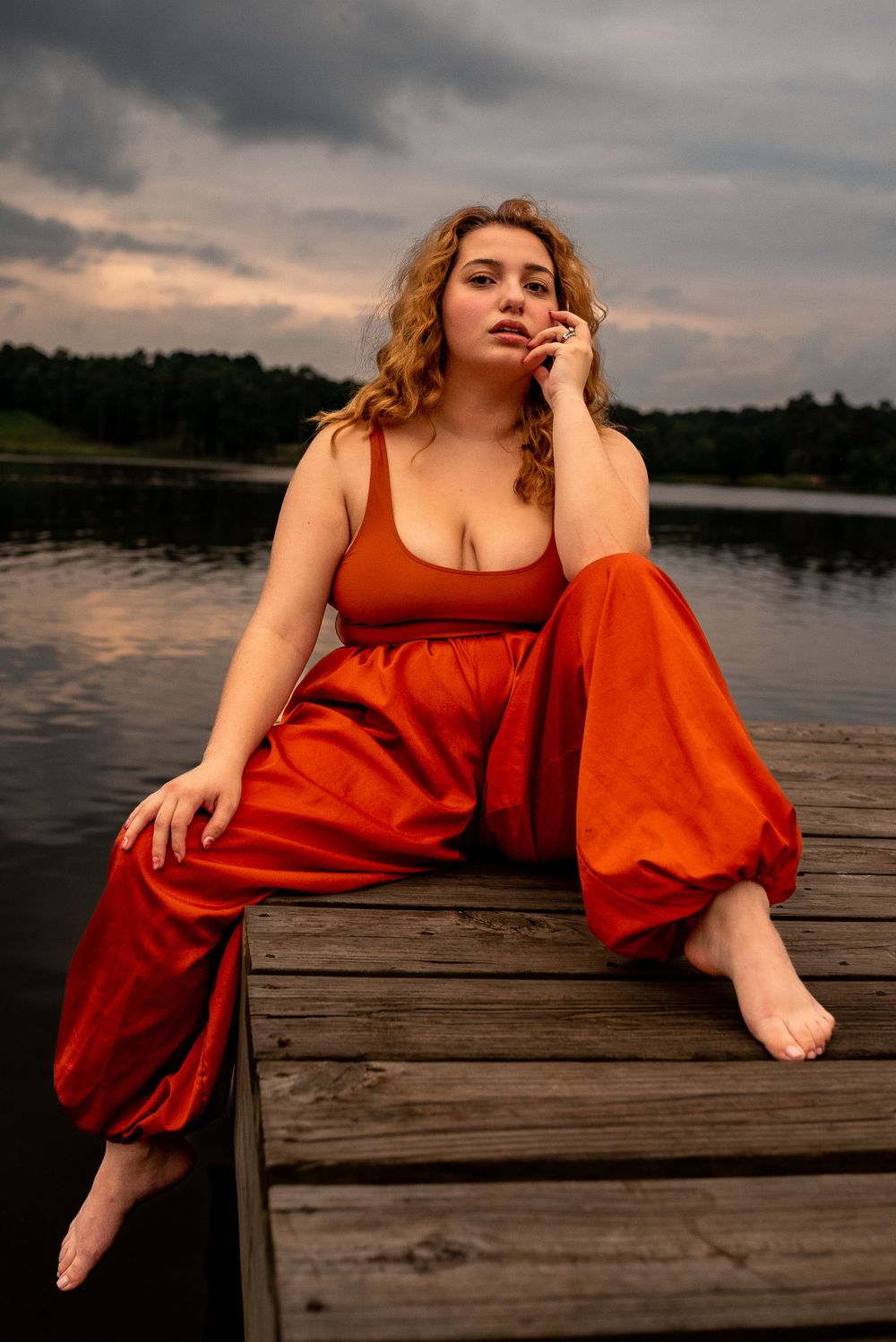 outdoor portrait of woman by creek, empowering session