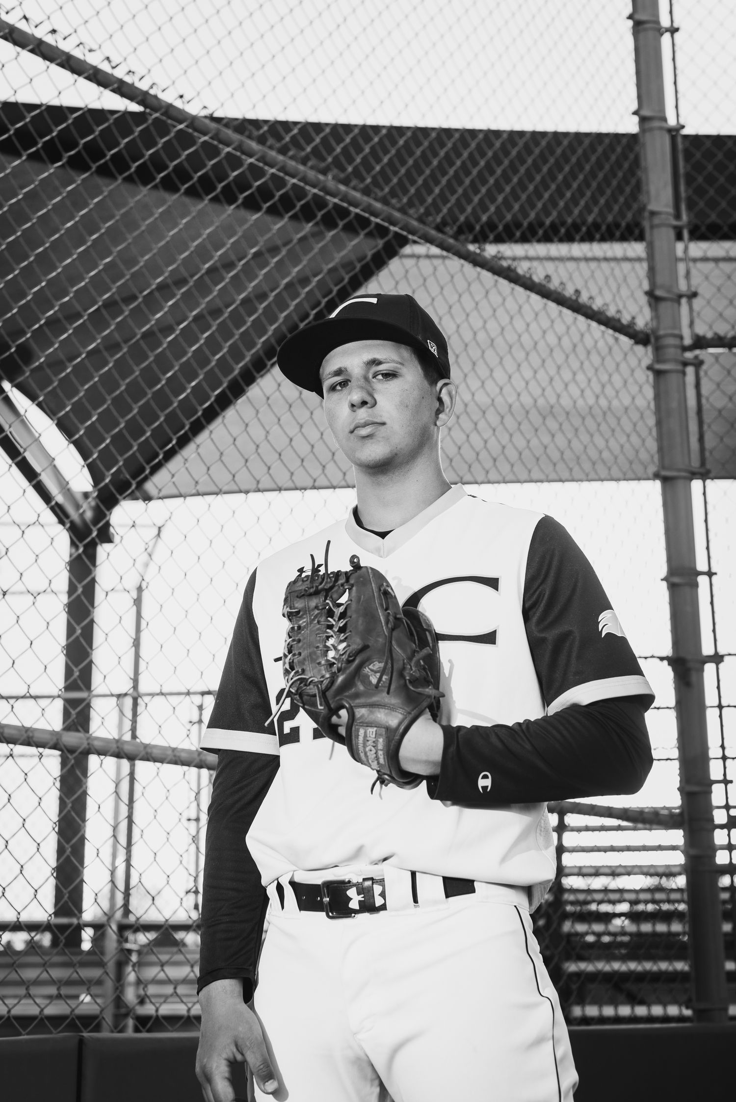 Campus Haysville high school senior pictures at baseball field - Derby, Wichita, KS photographer