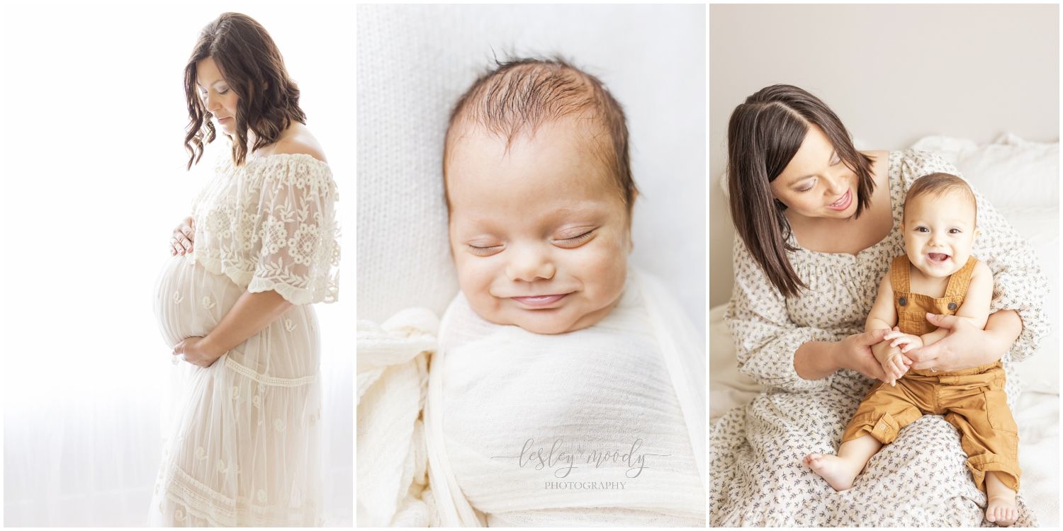 Wichita Newborn Baby Photographer progression from maternity to newborn to baby light and airy