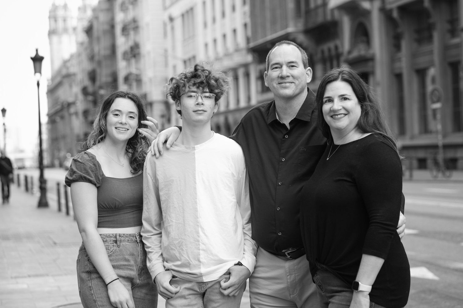 A family portrait on a Barcelona street.