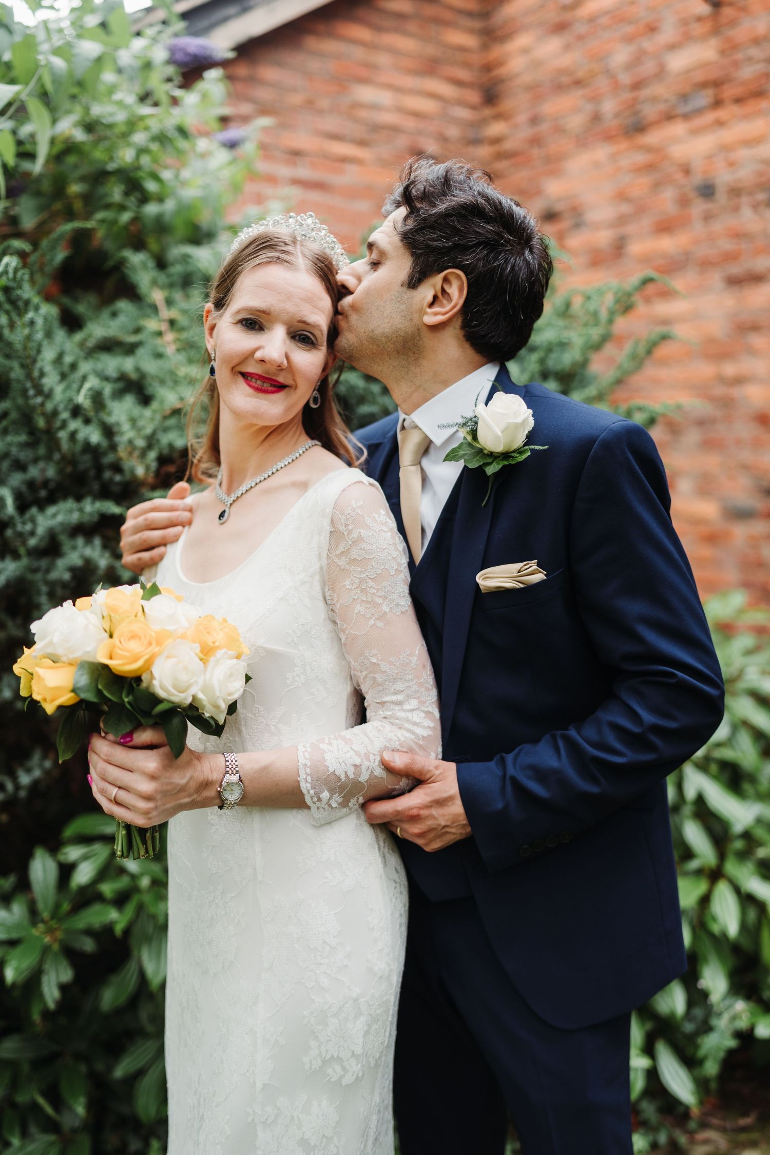 bride and groom at manchester airport marriott hotel