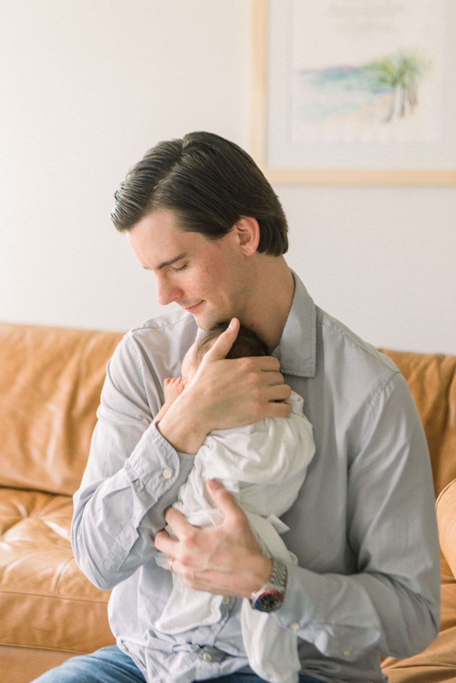 washington dc newborn photo session dad and baby