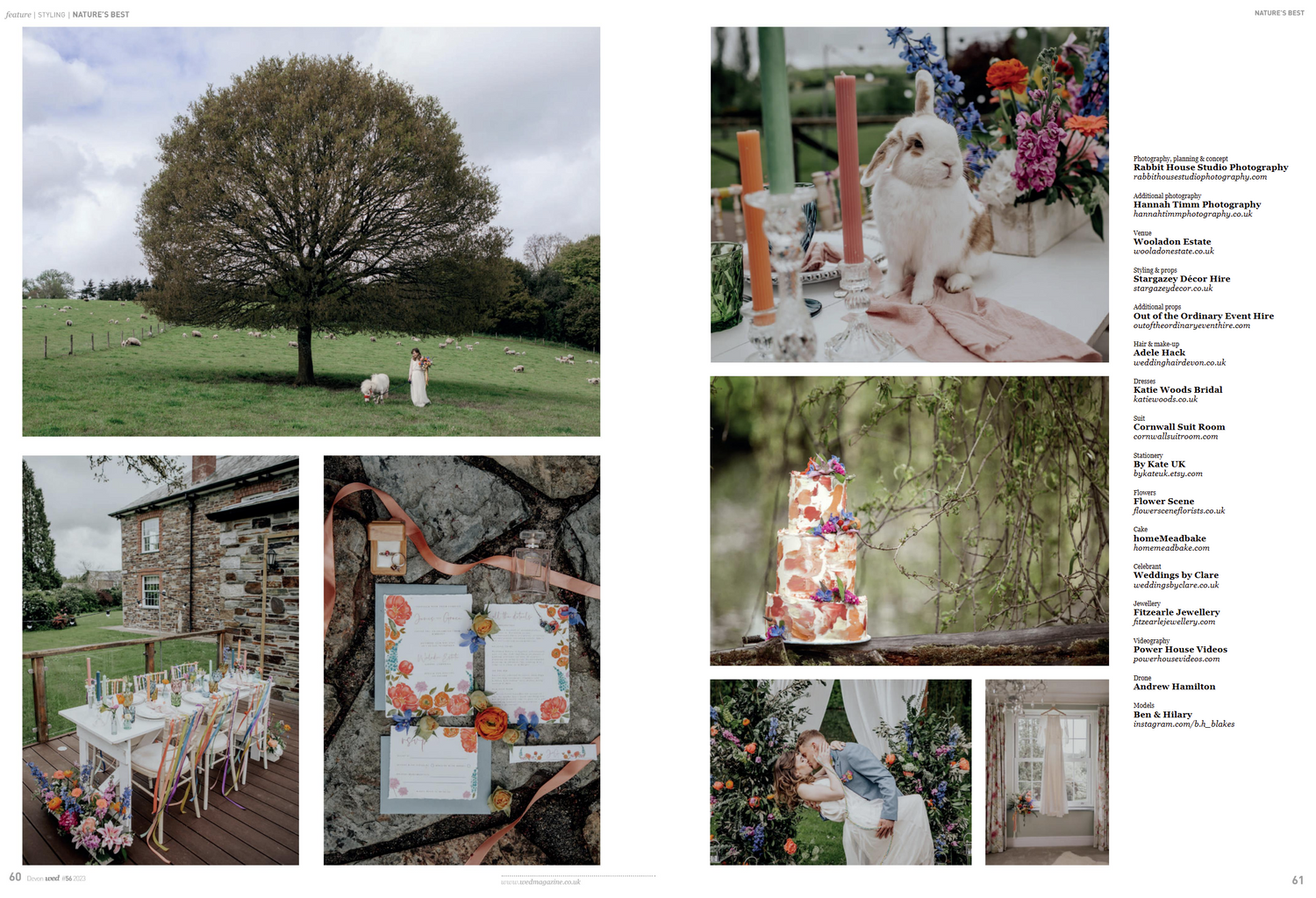 Wed magazine back pages featuring Cornwall and Devon wedding photographer