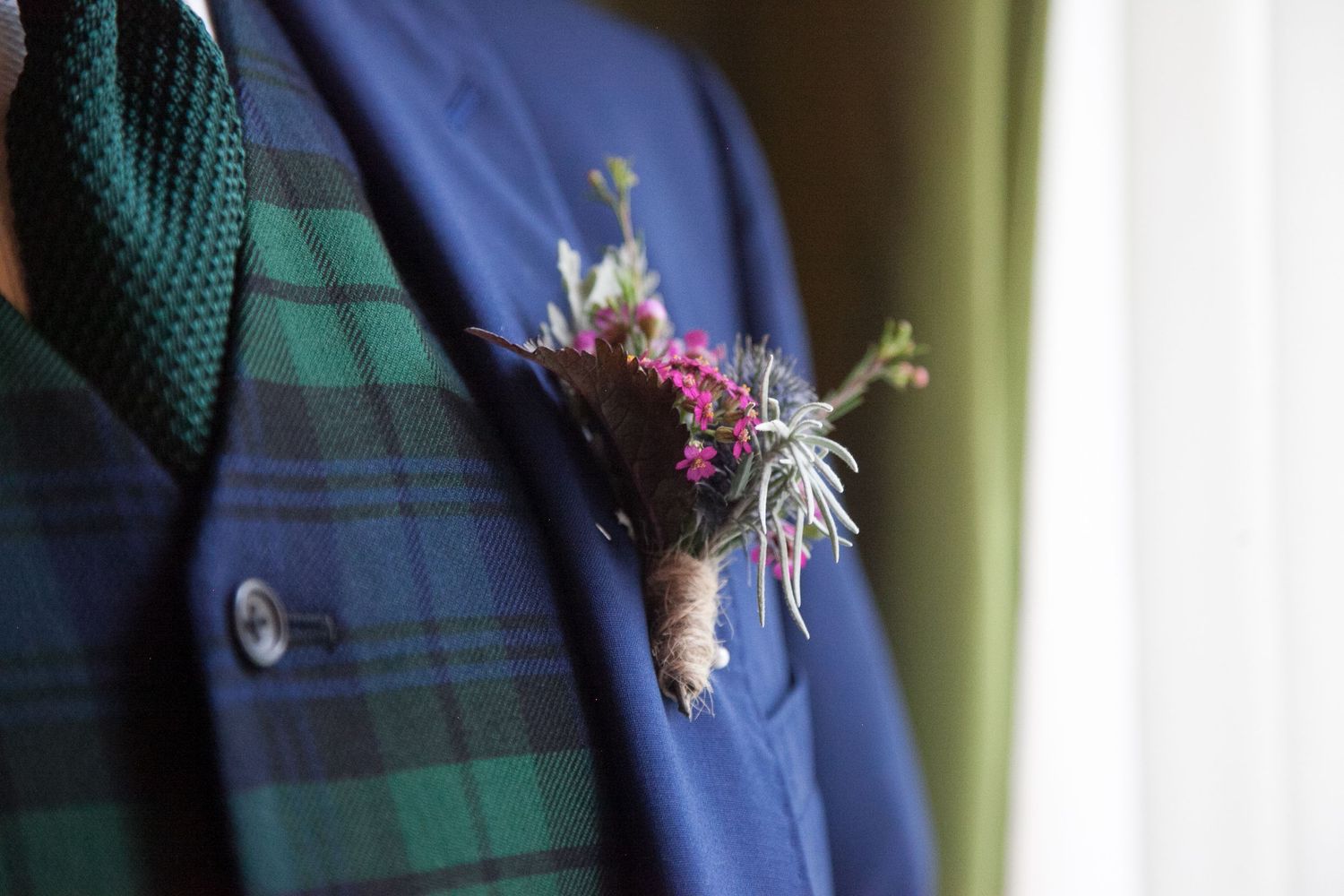 Groom Wedding flowers Tartan Thistle Brighton Pavilion