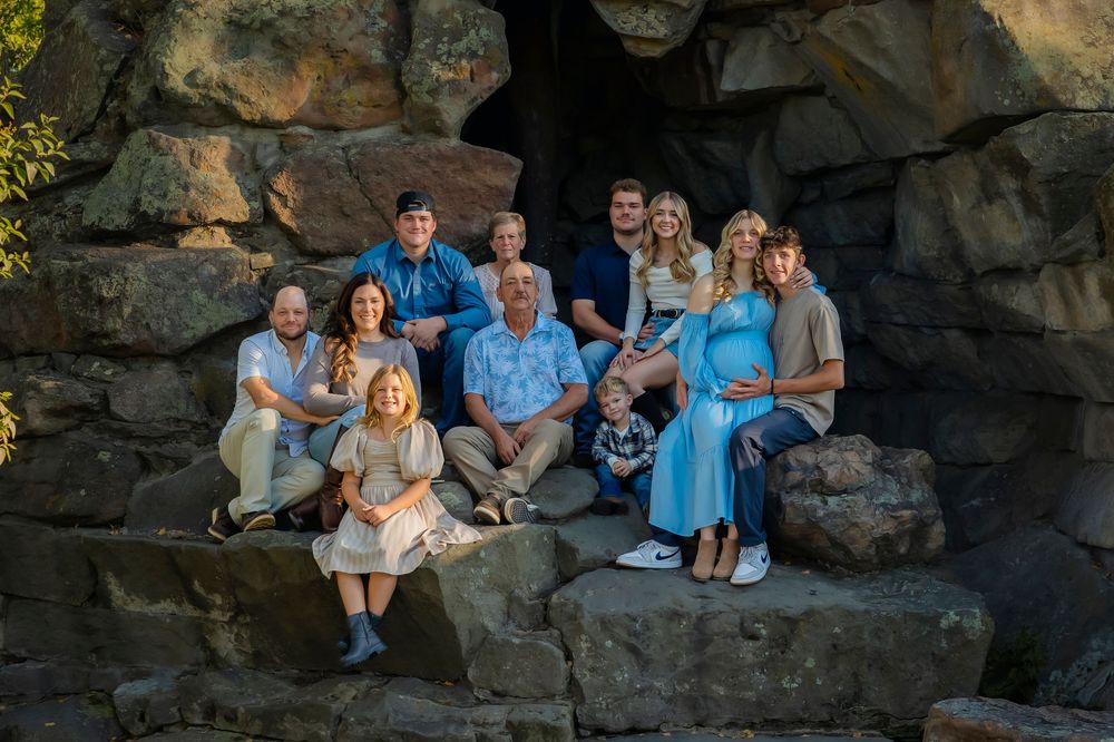 Boise family photographer Boise train depot family wearing shades of blue and brown