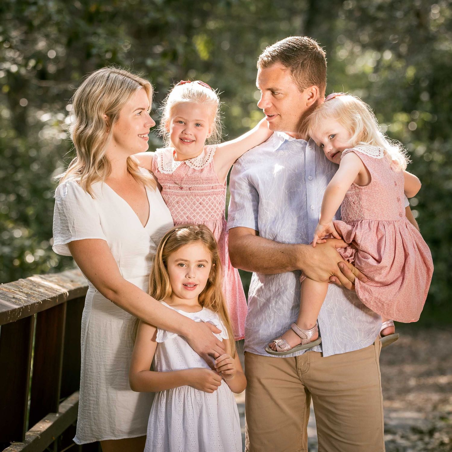 family portrait with three young girls