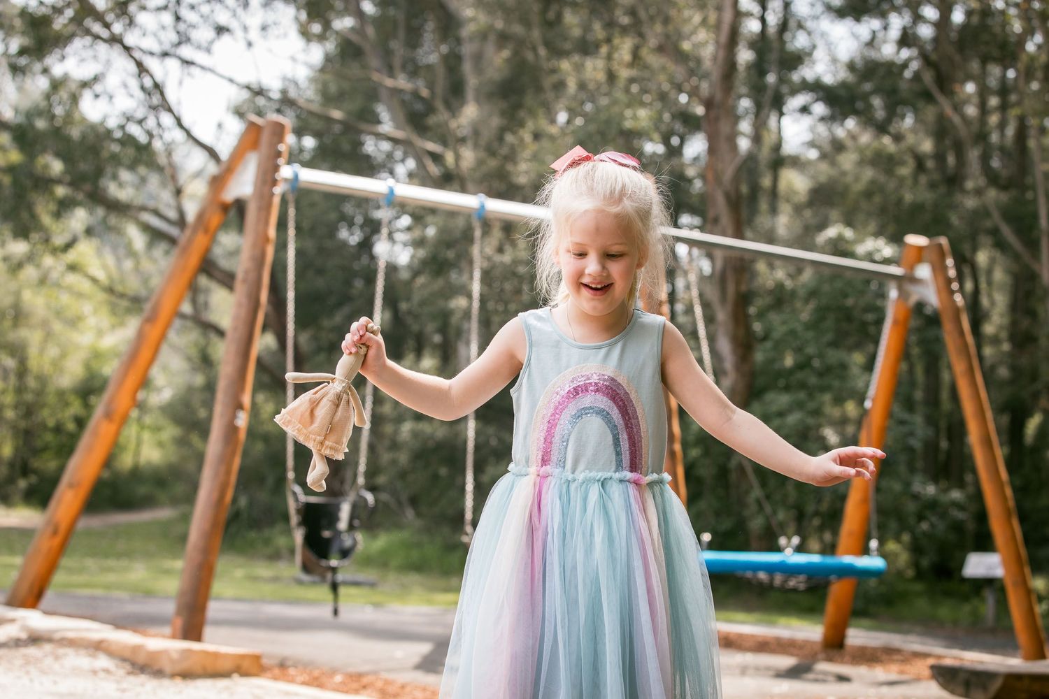Young girl playing in a park
