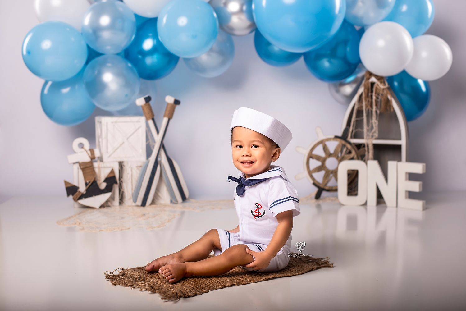 Sailor Cake Smash first birthday photoshoot; Lexington, SC birthday photoshoot; one year birthday pictures; Sailor baby