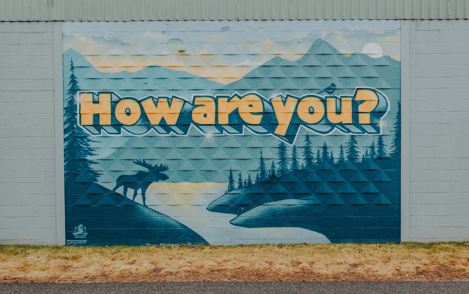 This mural is a perfect backdrop for wedding photos at Halo at the Point!