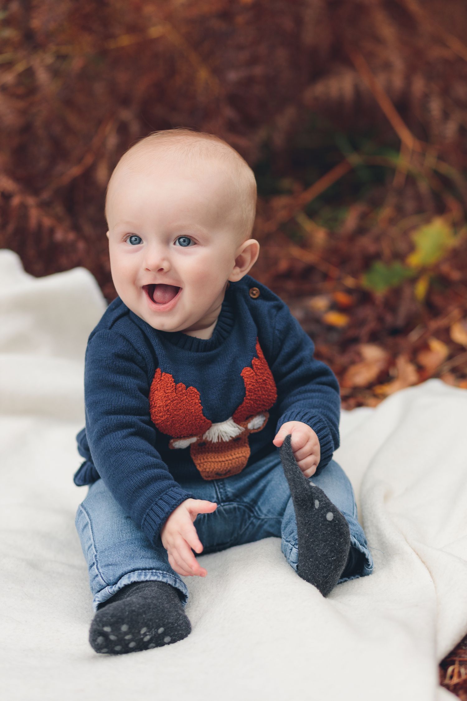 Baby boy on blanket