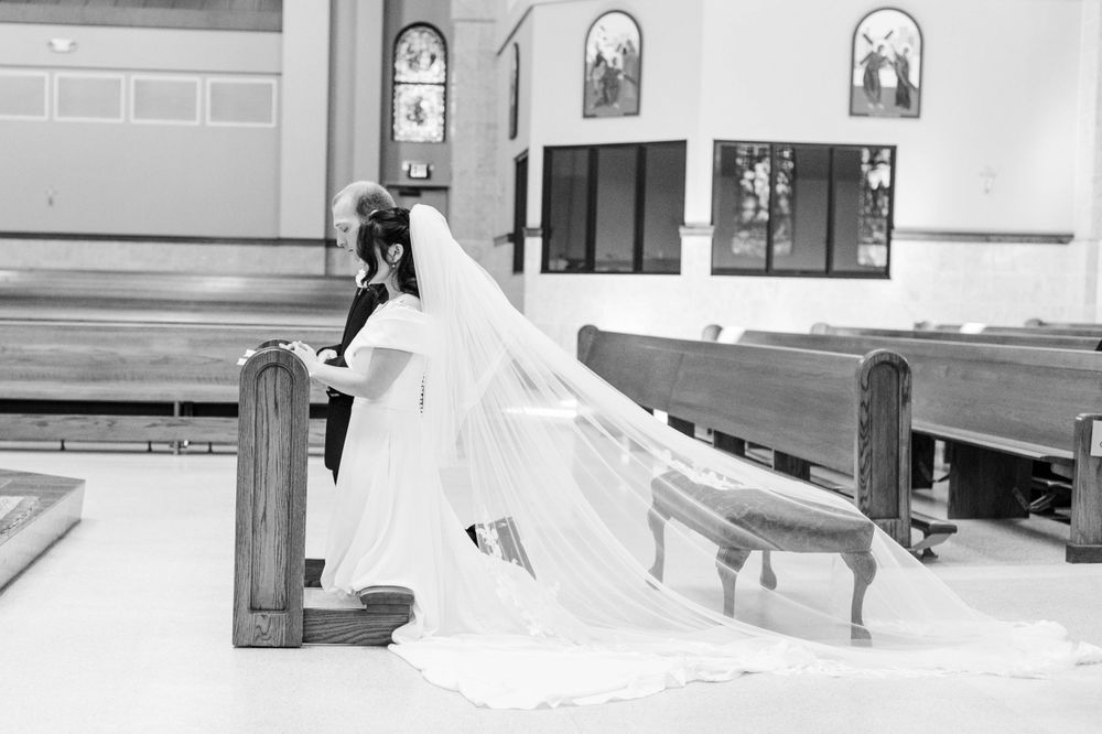 Catholic Wedding Photography at St. Monica Catholic Church, Edmond OK. Nuptial mass.
