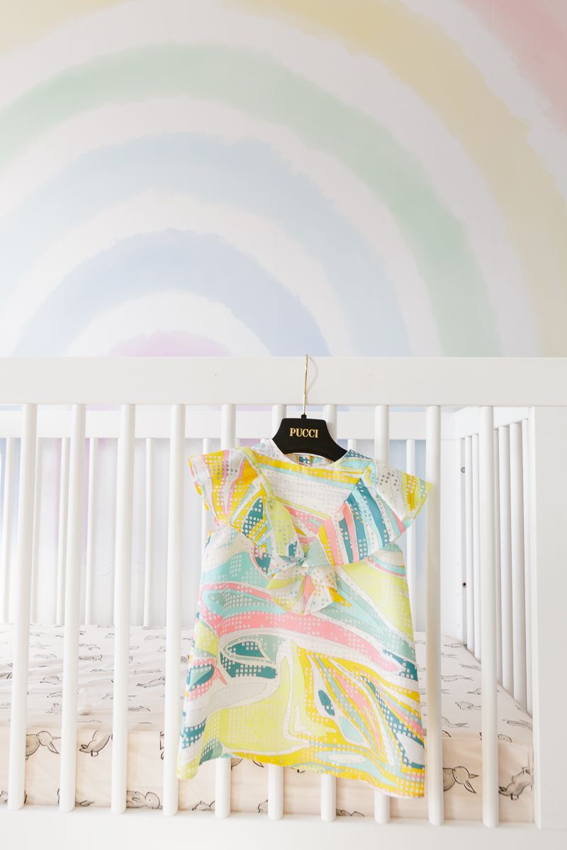 Pucci dress on baby's crib by NYC family photographer Paula Ortiz