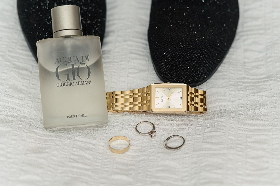 A Picture of A Groom shoes and accessories for His Wedding Day in Hampton inn hotel in palm beach gardens