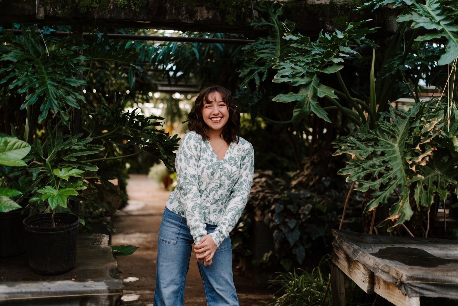 High school senior pictures Plant Kingdom greenhouse Wichita, KS
