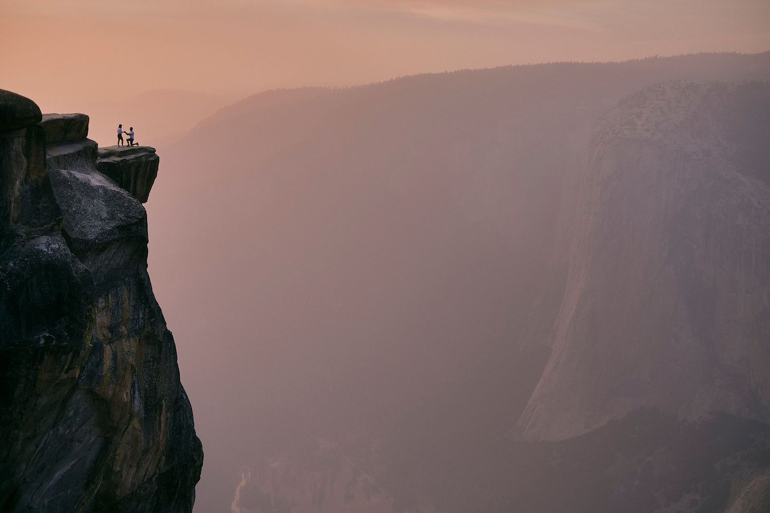 Sunset Proposal at Taft Point in Yosemite