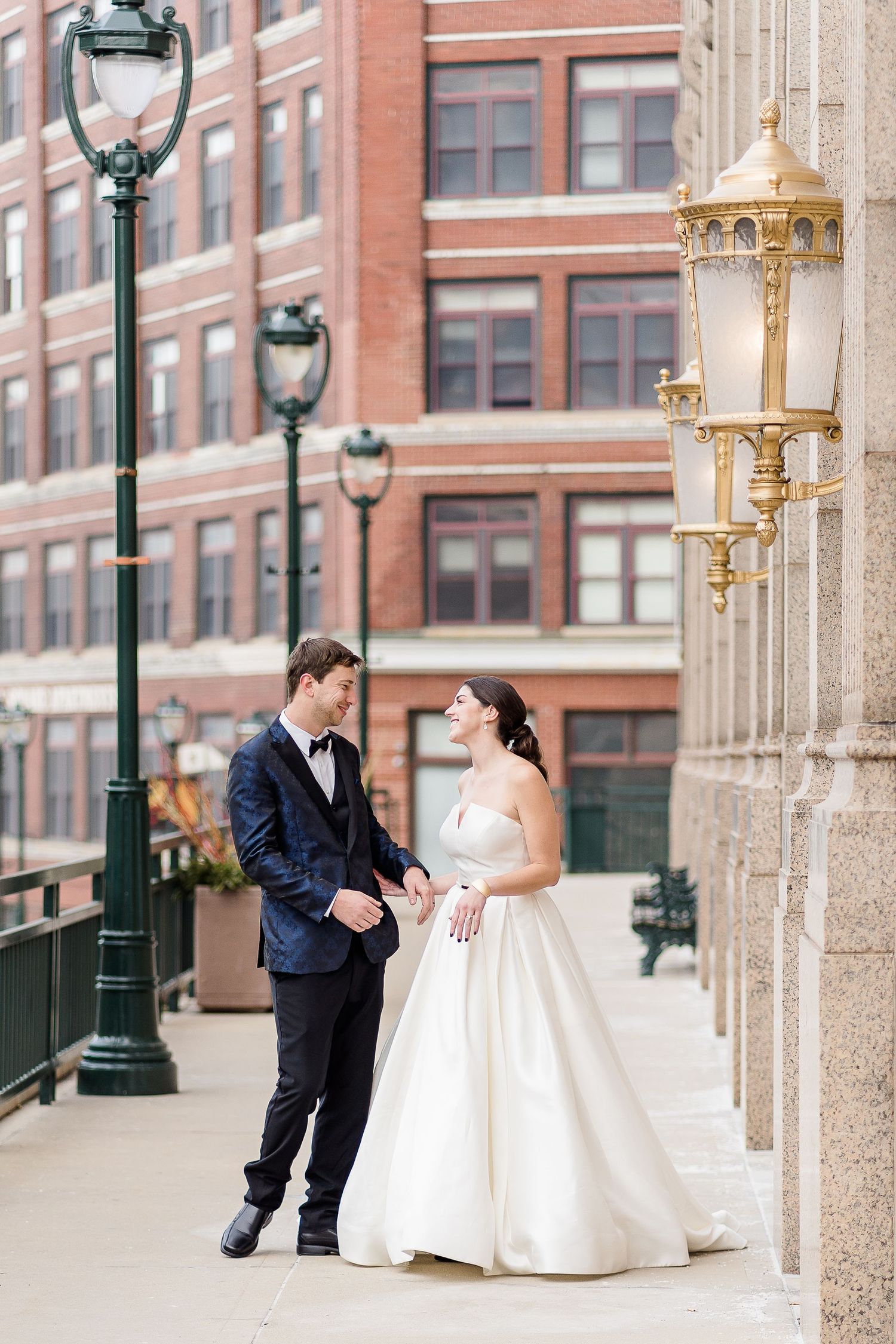 bride and groom first look wedding milwaukee riverwalk photographer kenosha racine MKE wedding first look bride groom