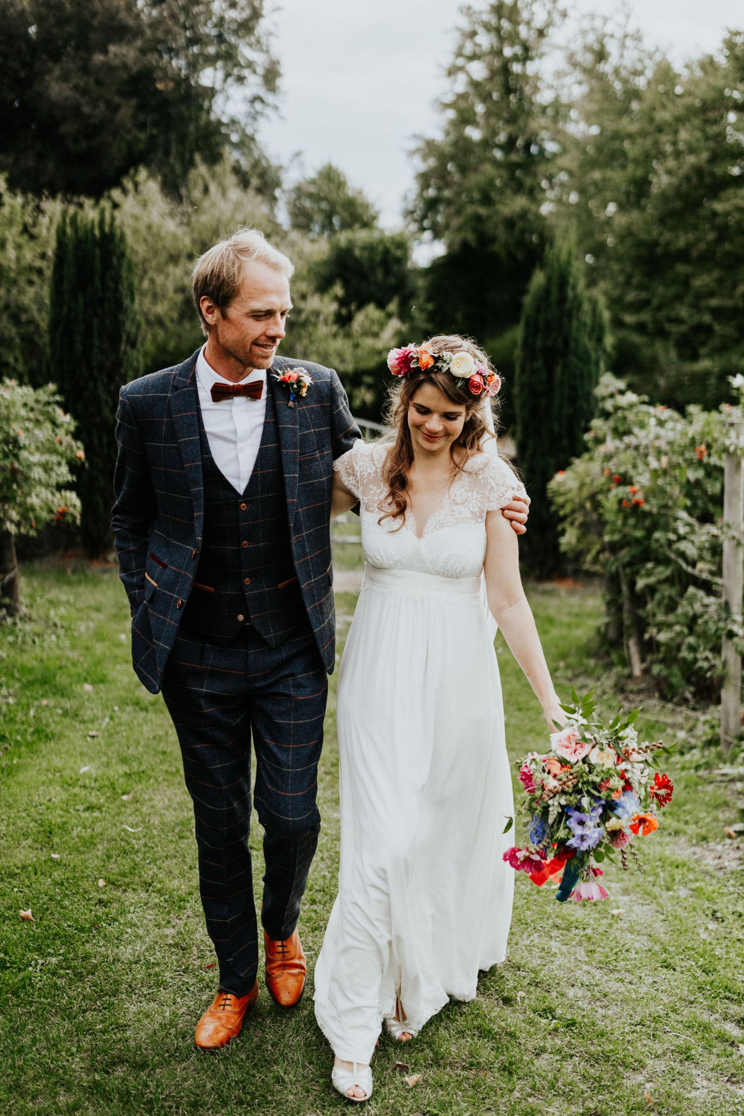Pythouse Kitchen Garden bride and groom portraits boho wedding outdoor wedding by Wiltshire wedding photographer