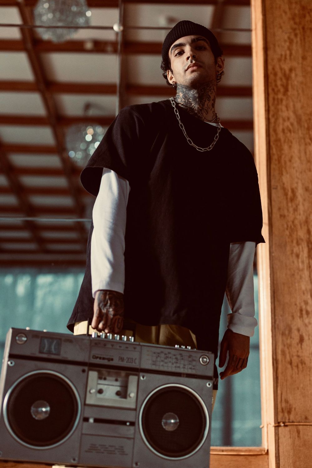 Strongshot Studio, Martinez, GA, Creative Photography, portrait of urban man holding a boom box.