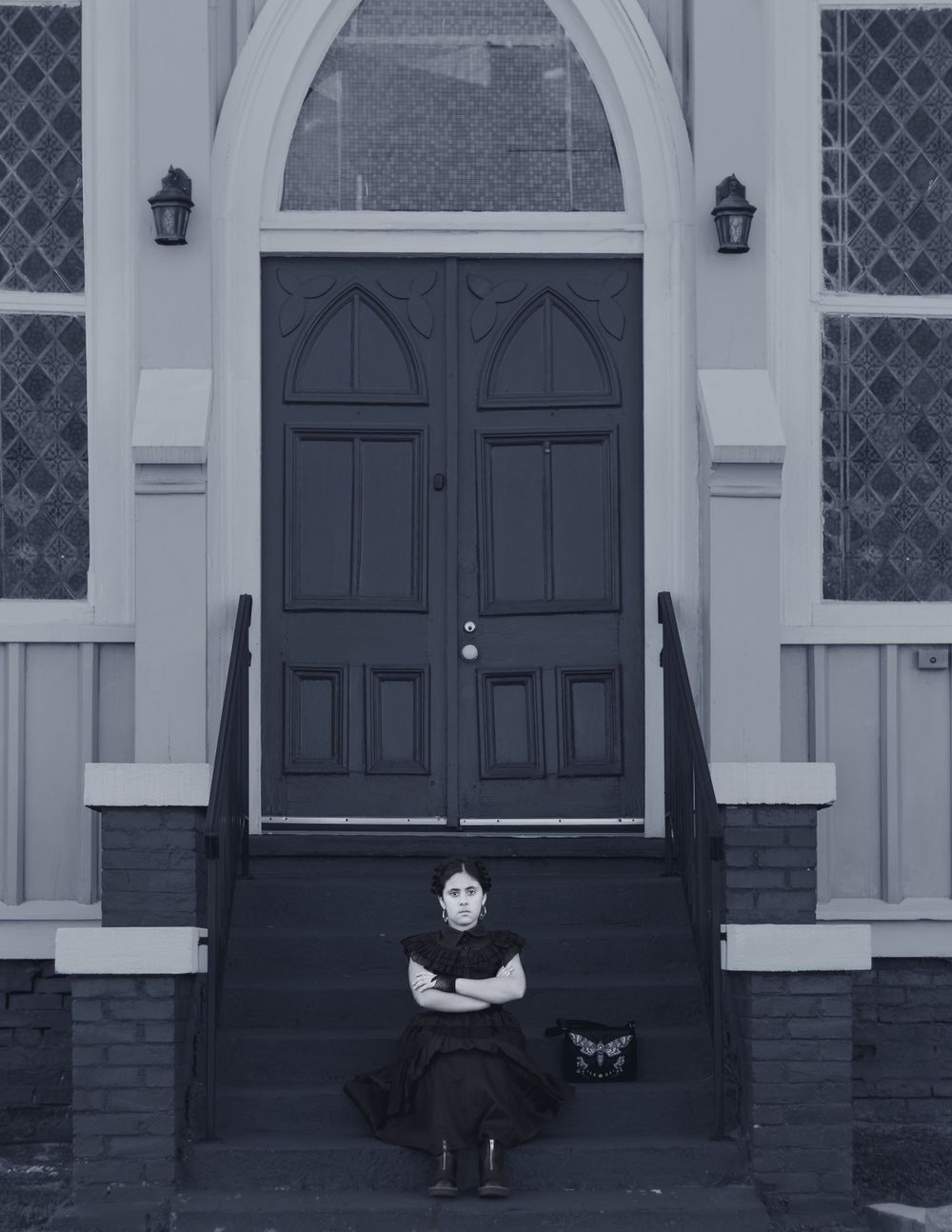 Strongshot Studio, Martinez, GA, Creative Photography, Wednesday Addams themed portrait of girl.